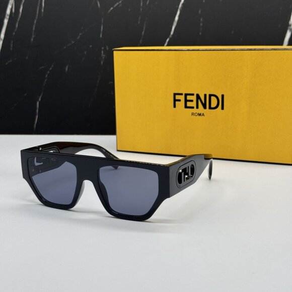 NEW FE40108U 01V FENDI SUNGLASSES SHINY BLACK UNISEX EYEWEAR FENDI - Picture 1 of 11